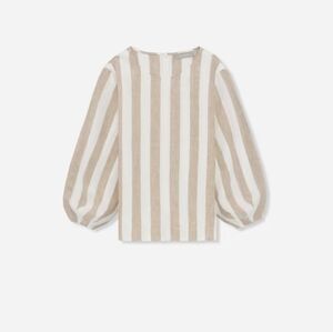 Everlane Beige and White Striped Blouse